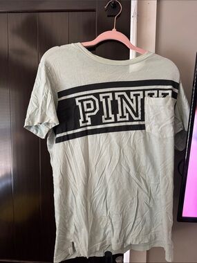 PINK Victoria's Secret Light Sage Graphic Pocket Tee